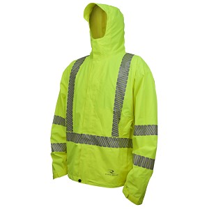 Radians RW11-3ZGR Waterproof Lightweight Packable Rain Coat Class 3 Hi-Vis Green 