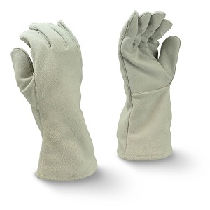 Gray Split Econ Shoulder Cow Lthr Fleece 