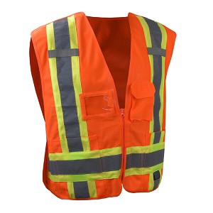 Radians SV020X-2 Heavy Duty 7-Pocket Tear Away Cruiser Vest X-Back - Hi Vis Orange - Size S 