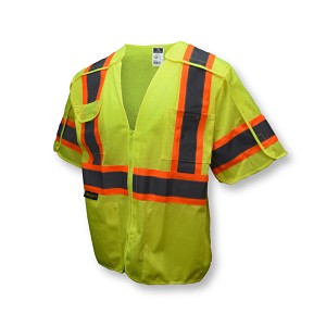Radians SV24-3GM Class 3 Breakaway Mesh Surveyor Safety Vest - Hi-Viz Green 