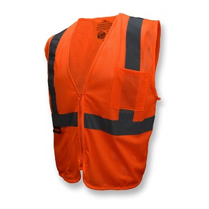 Radians SV25-2ZOM Economy Class 2 Self-Extinguishing Safety Vest with Zipper Hi-Vis Orange 
