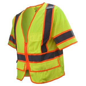 Radians SV2725-3ZGM Multi-Purpose Self Extinguishing Surveyor Vest Class 3 Hi-Vis Green 