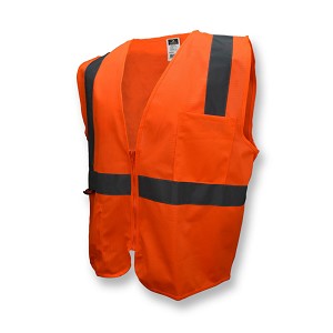 Radians SV2ZOS Economy Solid Safety Vest with Zipper Class 2 Hi-Vis Orange 