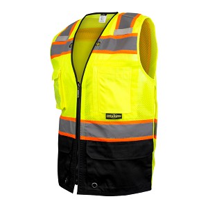 Radians SV51B-2ZGM Two-Toned Color-Blocked Vest with Zipper - Hi-Vis Green 
