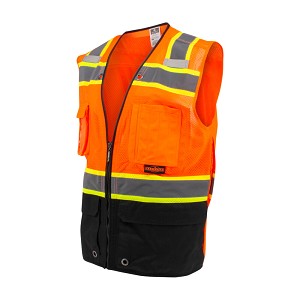 Radians SV51B-2ZOM Two-Toned Color-Blocked Vest with Zipper - Hi-Vis Orange 