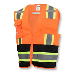 Radians SV6B-2ZOD Two Tone Surveyor Type R Class 2 Solid Front Mesh Back Safety Vest - Hi-Vis Orange / Black 