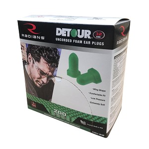 Radians Detour® 32 NRR Disposable Winged Foam Earplugs Uncorded [2 Pair] 