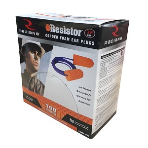 Radians Resistor® Disposable Foam Earplugs Corded 32 NRR [000 Pairs] ALT 