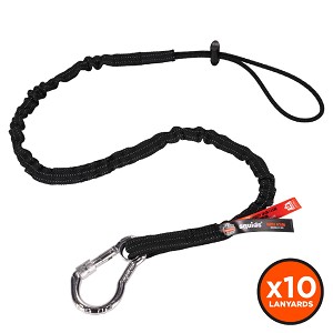 Ergodyne Squids 3100 10-pack Standard Black Lanyard - Carabiner Loop - 10lbs 19202 MAIN 