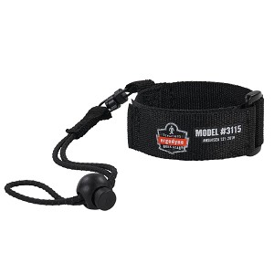 Ergodyne Squids 3115 S/M Black Adjustable Wrist Lanyard - 2lbs 19042 MAIN 