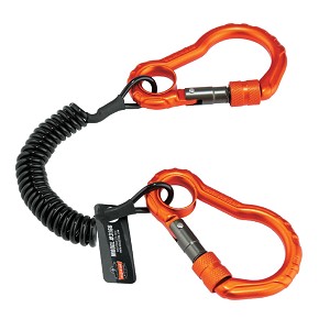 Ergodyne Squids 3166 Black Coil Lanyard - Dual Carabiners - 2lbs 19162 MAIN 