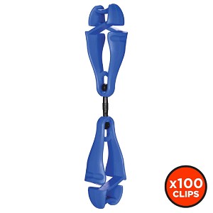 Ergodyne Squids 3420 Blue Swivel Glove Clip Holder with Dual Clips [100 Pack] MAIN 