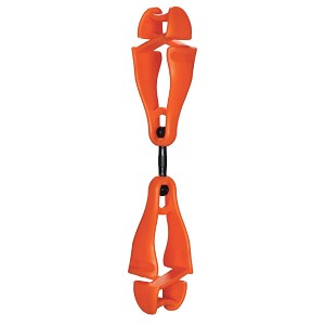 Ergodyne Squids 3420 Single Orange Swivel Glove Clip Holder with Dual Clips 19418 MAIN 