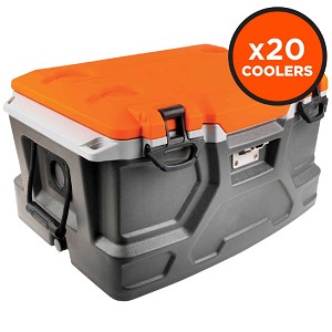 Ergodyne Chill-Its 5171 Pallet of 20 Orange and Gray Industrial Hard Sided Cooler - 48 qt 13173 MAIN 