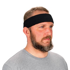 Ergodyne Chill-Its 6550 Black Head Terry Cloth Sweatband 12452 MAIN 