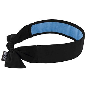 Ergodyne Chill-Its 6700CT Black Cooling Bandana Headband - PVA - Tie 12565 MAIN 
