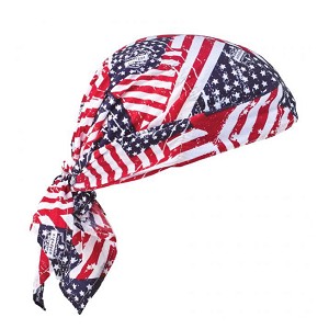 Ergodyne Chill-Its 6710CT Stars and Stripes Cooling Bandana Triangle Hat - PVA - Tie 12581 MAIN 