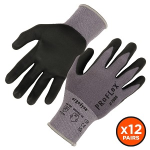 Ergodyne ProFlex 7000 Gray Nitrile Coated Gloves Microfoam Palm [12 Pairs] MAIN 