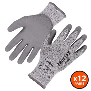 Ergodyne ProFlex 7030 Gray A3 PU Coated Cut Resistant Gloves [12 Pairs] MAIN 