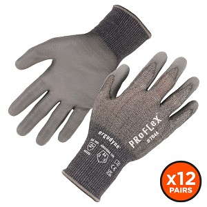 Ergodyne ProFlex 7044 Gray A4 PU Coated Cut Resistant Gloves [12 Pairs] MAIN 