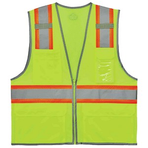 Ergodyne GloWear 8246Z Two-Tone Mesh Vest Class 2 with Zipper - Lime MAIN 