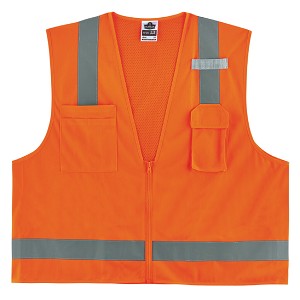 Ergodyne GloWear 8249Z-S Economy Surveyors Vest Class 2 Zipper - Orange MAIN 