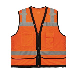 Ergodyne GloWear 8253HDZ Heavy-Duty Mesh Surveyors Vest Class 2 Zipper - Orange MAIN 