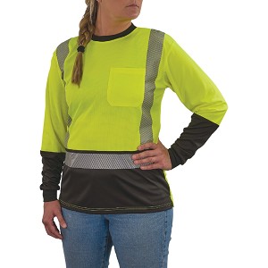 Ergodyne 8276BK Women's Hi-Vis Green Long Sleeve T-Shirt Class 2 MAIN 