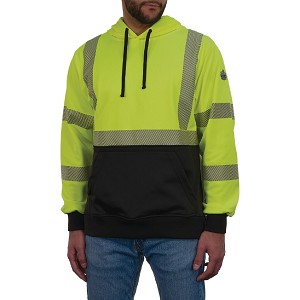 Ergodyne 8317BK Hi-Vis Green Hooded Sweatshirt Class 3 Type R Black MAIN 
