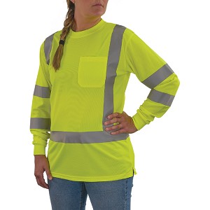 Ergodyne 8374 Women's Hi-Vis Green Long Sleeve T-Shirt Class 3 MAIN 