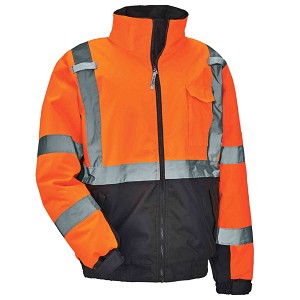 Ergodyne GloWear 8377 Winter Bomber Jacket Type R Class 3 Black Bottom - Hi Vis Orange MAIN 