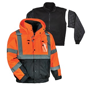 Ergodyne GloWear 8381 Winter Bomber Jacket 4-in-1 Type R Class 3 Black Bottom - Hi-Vis Orange MAIN 