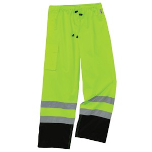 Ergodyne GloWear 8915BK Lime Class E Hi-Vis Rain Pants Black Bottom MAIN 