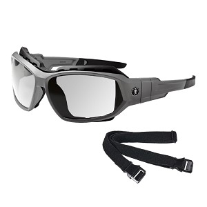 Ergodyne 56003 Black Frame Clear Lens Convertible Safety Spoggles with Strap MAIN 