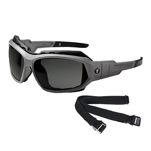 Ergodyne 56033 Black Frame Smoke Lens Convertible Safety Spoggles with Strap MAIN 