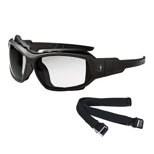 Ergodyne 56005 Matte Black Frame Clear Lens Convertible Safety Spoggles with Strap MAIN 