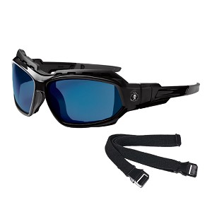 Ergodyne 56092 Black Frame Blue Mirror Lens Convertible Safety Spoggles with Strap MAIN 