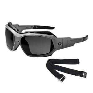 Ergodyne 56131 Matte Gray Frame Smoke Lens Convertible Safety Spoggles with Strap MAIN 