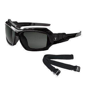 Ergodyne 56030 Black Frame Smoke Lens Convertible Safety Spoggles with Strap MAIN 