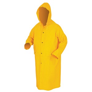 MCR Safety 200C Classic, .35mm, PVC/Poly, 49, Knee Length Rain with Detachable Hood Yellow 2 Pc Coat 