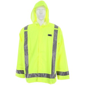 MCR Safety 500RJH Poly/PU, Class 3, with attached hood and silver reflective stripes Lime 1 Pc Jacket 