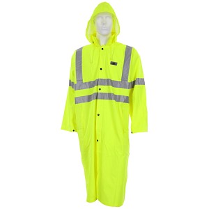 MCR Safety 518C .40mm Stretch Pu/Cotton Poly, 49" Lime 1 Pc Coat 