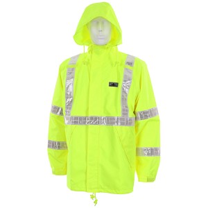 MCR Safety 598RJH Breathable Pu/Poly, Class 3 w/ Hood Lime 1 Pc Jacket 