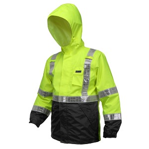 MCR Safety 598SJH Breathable Pu/Poly, Class 3 w/ Hood Lime 1 Pc Jacket 