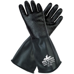 Unsupported Butyl Glove,14", Rough Fin 