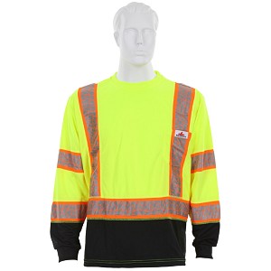 MCR Safety FFLTC3SL Long Sleeve T-Shirt, Class 3, Birdseye, Shaded Lime 