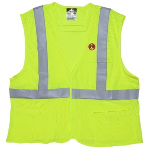 MCR Safety FRMCL2MLM FR Modacrylic Vest, Class 2, Mesh Lime 