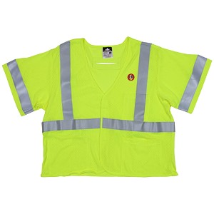 MCR Safety FRMCL3MLS FR Modacrylic Vest, Class 3, Mesh Lime 