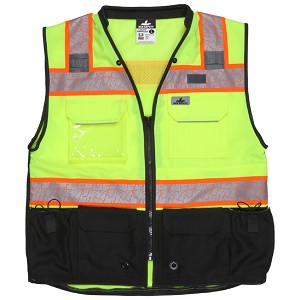MCR Safety PSURVCL2LS Class 2, Solid Front, Mesh Back L Lime Safety Vests 