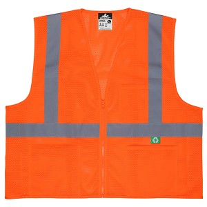 Recycled Mesh Vest,Orange,Class 2,Zip S 